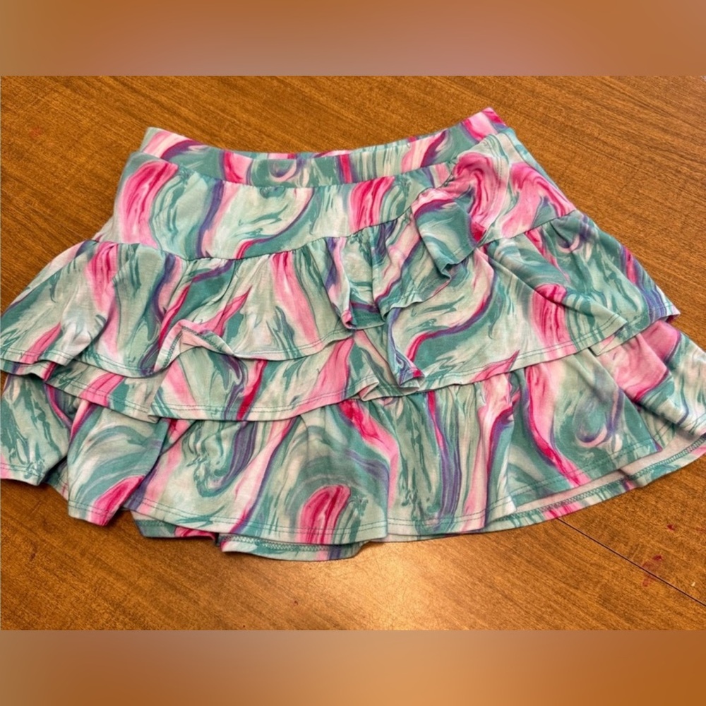 New Justice Girl Pink and Green Swirl Mini Skirt 15-16Y